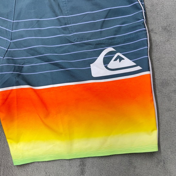 Quiksilver Highline Board Shorts Men Gray Orange Gradient Stripe Swim Trunks - Picture 9 of 16